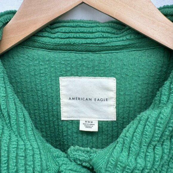 American Eagle Outfitters Oversized Fleece Button Jacket Size M Women’s Green - Picture 3 of 10